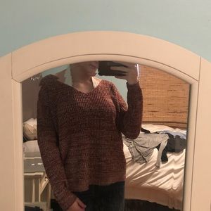 Red and White V-neck sweater